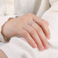 wholesale S925 Sterling Silver Simple Ins Style Single Row Diamond Ring for Women, Small Size Tail Ring, D Color Moissanite Ring Wholesale-0-3