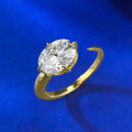 wholesale S925 Gold-Plated Sterling Silver Single 7*9mm Oval Solitaire Ins-Style Fashion Ring for Europe and America Cross-Border-0-5