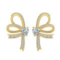 wholesale S925 Silver Ultra Sparkly Small Fresh Bow Earrings, Hollow Ear Studs Minimalist Luxury New Design-0-0