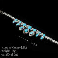 wholesale 925 Silver Gold-Plated Bracelet with High-Carbon Diamonds, Blue Turquoise, Oval Cut, Exquisite, Unique Geometric Versatile Jewelry for Women-0-1