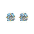 wholesale 9K Gold French Vintage Fresh and Elegant Four-Leaf Clover Sky Blue Topaz Earrings, Yili Jewelry Factory Wholesale-0-4