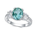wholesale S925 Sterling Silver Fashionable Light Luxury Synthetic Green Spinel Ring, Exquisite Craftsmanship Pure Silver Setting Delicate Gemstone Ring-0-4