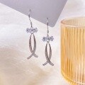 wholesale Metal S925 Diamond Bow Tassel Ear Drops Fashion High-End European and American Elegant Earrings for Women Valentine's Day Gift-0-0