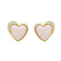wholesale S925 Silver Plated 14K Gold 3D Heart-Shaped Pink Shell and White Zircon Earrings in Japanese-Style Sweet and Niche Design-0-0