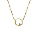 wholesale S925 Sterling Silver Hexagonal Design with Green Zircon Inlay, Fashionable High-End Minimalist Ins Style-0-4