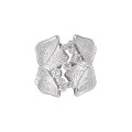 wholesale S925 Sterling Silver RG Leaf Texture Inlaid Diamond Ring for Women, High-End, Niche, Personalized, Ins Light Luxury, Heavy Craftsmanship Silver Ring-0-4
