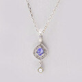 wholesale Sterling Silver Summer New Natural Tanzanite Pendant Japanese Minimalist Freshwater Pearl Necklace Pendant-0-2