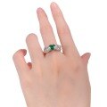 wholesale 925 Sterling Silver Full Diamond Vintage Ring, Live New Simulated Emerald Heart Shape 7*7mm-0-4