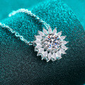 S925 Sterling Silver Moissanite Sunflower Necklace-0-1