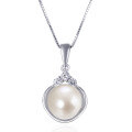 wholesale S925 Sterling Silver Korean Fashion Elegant and Sophisticated Zircon Necklace with Cultured Freshwater Pearl Pendant for Women Wholesale-0-4