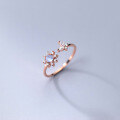 wholesale 925 Silver Ring Women's Korean Style Minimalist Diamond Butterfly Sunflower Synthetic Cat's Eye Stone Ring J8578-0-1