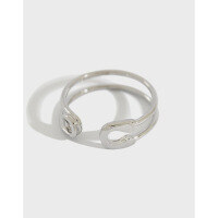 wholesale S925 Sterling Silver JT323 Korean-style Hollow-out Silver Ring for Women, Minimalist Pin Design in INS Cold Tone-Platinum [No. 12/Adjustable]>Opening adjustable