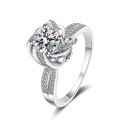 wholesale Pt950-plated S925 sterling silver moissanite ring for women, rotating rose design, romantic new proposal ring-0-4