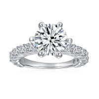 wholesale 18k Gold Plated Sterling Silver, Amazon Bestseller Luxurious Full Drill 3 Carat Moissanite 90mm Round Cut Diamond Ring-2 carats US size 8