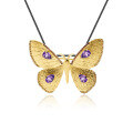 wholesale S925 Silver Designer Brooch Pendant Two-Way Butterfly Design Royal Style Natural Amethyst Necklace Pendant-0-0