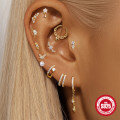 wholesale S925 Sterling Silver Pearl Butterfly Spiral Cartilage Ear Stud with Geometric Diamond Inlay-0-1