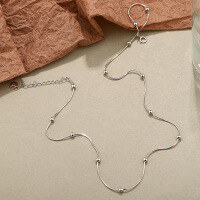 wholesale S925 Sterling Silver Beaded Snake Bone Chain Women's Simple-A702A-White Gold 925 Silver