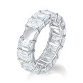 wholesale 18k Gold Plated Sterling Silver, 4*6mm Emerald Cut Moissanite Full Eternity Band Ring-0-4