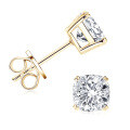 925 Sterling Silver Square Double Prong Single Stone D Color Moissanite Earrings-0-5