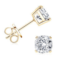 925 Sterling Silver Square Double Prong Single Stone D Color Moissanite Earrings-Double-claw square stud earrings [K gold] - 1.5 carat  925 silver
