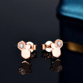 Rose Gold Plated S925 Silver Women's Beehive Earrings with Moissanite-0-2
