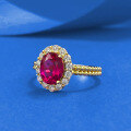 wholesale Metal: 925 Silver Gold Plated Zhu Zhifang Jewelry New Classic Versatile Oval 6*8 Ring in European and American Style with Synthetic Ruby-0-2