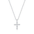 wholesale Metal Material: 925 Silver, Faith Pendant Necklace, Fashionable Silver Jewelry, Light Luxury High-End Feel, Moissanite Cross Choker Chain Wholesale-0-11