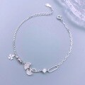 wholesale S925 Sterling Silver Maker's Broken Silver Diamond-Inlaid Apricot Leaf Bracelet, Fashionable and Elegant High-End Jewelry Gift for Girlfriend or Best Friend-0-0