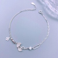 wholesale S925 Sterling Silver Maker's Broken Silver Diamond-Inlaid Apricot Leaf Bracelet, Fashionable and Elegant High-End Jewelry Gift for Girlfriend or Best Friend-Broken Silver Ginkgo Leaf Bracelet>925 Silver