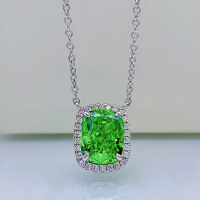 wholesale []  
Sterling Silver with 8*10 Geometric Green High-Carbon Diamond Pendant, Simple Style Necklace 40+3-Green 925 Silver