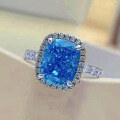 wholesale S925 metal blue high carbon diamond ring, 8*10 by Zhuozhifan New 2021-0-0