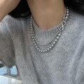 wholesale S925 Sterling Silver Detachable Genuine Silver-Gray Pearl Double-Layer 8-Shaped Clasp Necklace, Luxury High-End Women's Pendant Chain-0-0