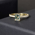 wholesale 925 Sterling Silver and Gold Gemstone Ring with Natural Moss Agate, Unisex and Versatile, Does Not Fade-0-0