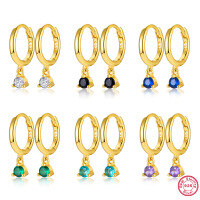 wholesale 925 Sterling Silver Cross-Border Wholesale Zircon Inlaid Earrings, Ins Niche Light Luxury Advanced Stud Earrings for Women-Gold-Green Diamond 925 Silver