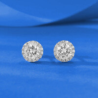 wholesale Metal material first: ZHUO ZHI FAN Jewelry 60 Round Full Diamond Classic Stud Earrings Inlaid with Ultra-Sparkling Zircon, Elegant and Noble Temperament-E658 White Diamond &gt;925 Silver