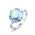 wholesale S925 Sterling Silver Fashion Minimalist Natural Sky Blue Topaz Ring, Forest-Inspired Exquisite Women's Light Luxury Hand Accessory-0-4