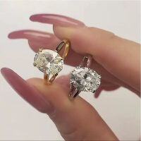 wholesale S925 Sterling Silver New European and American Style 4-Carat Pigeon Egg 8*10mm Inlaid Ring Cross-Border AliExpress Model-R1180 White Diamond Pigeon Egg>No.7