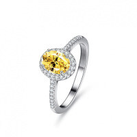 S925 Silver 1ct Yellow Oval Moissanite Ring-1 carat (set with moissanite)  14 yards