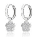 wholesale S925 Sterling Silver Micro-Inlaid Zirconia Flower Ear Hoop with Clasp, Fashionable Fresh and Sweet Little Chanel Style Five-Leaf Clover Earring-0-3