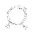 wholesale S925 Sterling Silver Hip-Hop Style Patchwork Letter Pendant Smiley Double-Sided Simpsons Cartoon Print Bracelet-0-4