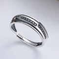 wholesale S925 Sterling Silver Retro Vintage Ins Minimalist Geometric Ring Unisex Stackable Band-0-0