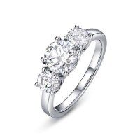 wholesale 18k White Gold Plated S925 Sterling Silver Luxury and Elegant Three Moissanite Diamond Women's Ring Trendy Factory Direct-2 carat high carbon diamond ring 1.9g size 11