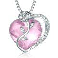 wholesale 925 Sterling Silver Rose Heart Necklace with High-End Swarovski Gemstone Ruby Pendant for Women-0-10