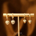 wholesale S925 Silver Heart Zircon Earrings for Women, Cross-border Layering Winter Ear Jewelry-0-0