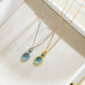 wholesale S925 silver Nalan fresh sweet ins style design blue transparent oval pendant necklace Y01792-0-0