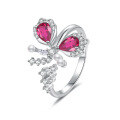 wholesale S925 Sterling Silver 4*6 Colored Gemstone Open Butterfly Ring for Women, Light Luxury Fashion High-End Sense Ring Bestseller-0-4