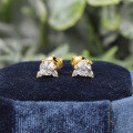 wholesale 10/14/18k White Gold, Rose Gold, Yellow Gold Cat Ear Small and Dainty Niche Stud Earrings with 05ct Moissanite-0-2