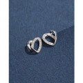 wholesale 925 Sterling Silver Heart-shaped Diamond Stud Earrings for Women, Minimalist and Elegant Small Luxurious Dainty Sparkling Earrings-0-0