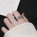 wholesale S925 Sterling Silver Heavy Gothic Palm Skeleton Hand Design Hip-Hop Punk Style Trendy Adjustable Ring-0-3
