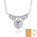 Oxidation-Resistant 925 Sterling Silver Moissanite Heart Pendant Necklace-0-5